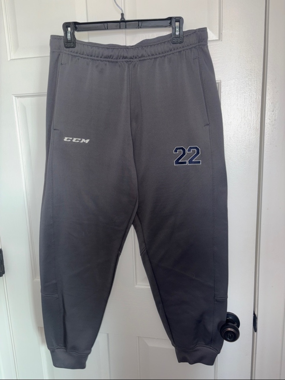 CCM Men's Dark Gray Athletic Joggers with Number 22